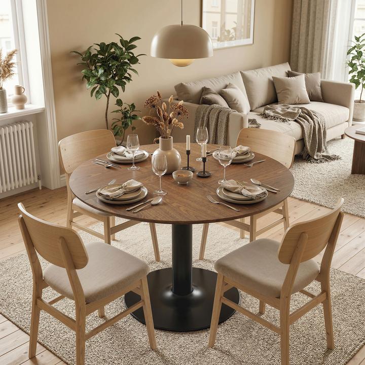 Image du produit Homcom Esstisch MDF, Stahl Braun (110 x 78 cm)