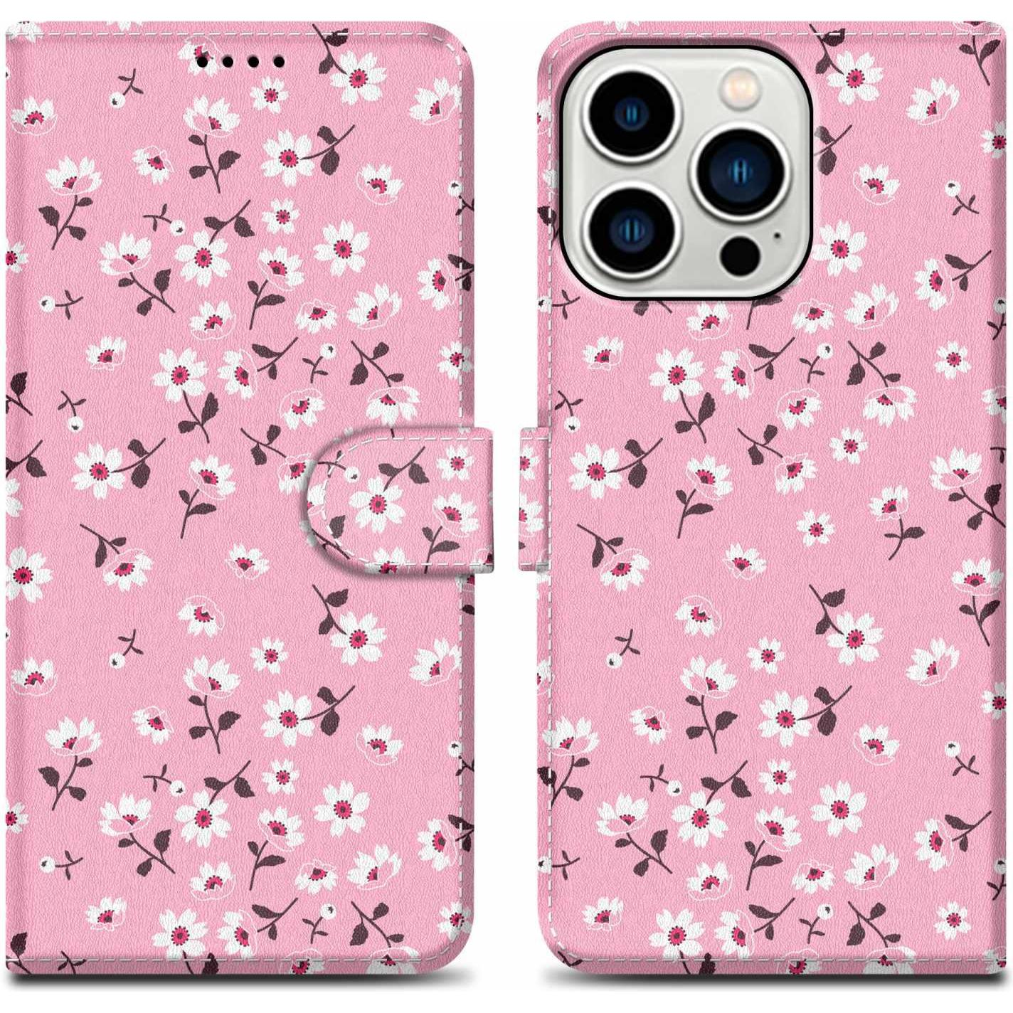 Thumbnail - Cadorabo Hülle für Apple iPhone 14 PRO MAX im Book Print Style (Apple iPhone 14 Pro Max), Smartphone Hülle, Rosa