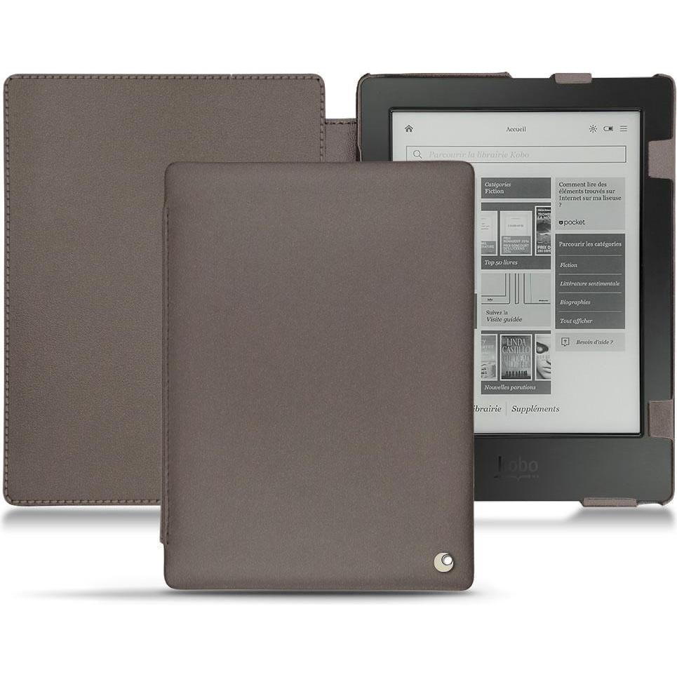 Noreve Lederschutzhülle horizontal (Aura H2O), eReader Zubehör, Grau