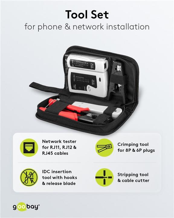 Actual product image Goobay Tool set for telephone and network installation (1 Piece)