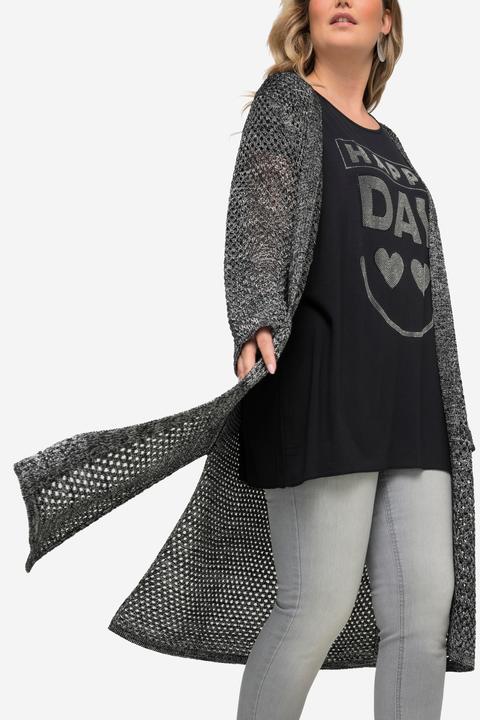 Produktbild Miamoda Long-Strickjacke, Ajourstrick, Metallic-Effekt, Langarm (54)
