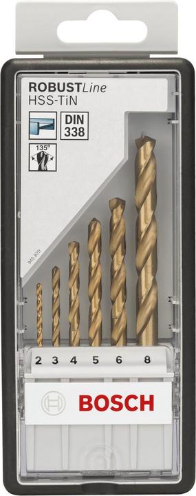 Immagine prodotto Bosch Professional Zubehör Set di 6 punte per metallo, Robust Line, HSS-TiN, 135°, 2-8 mm (2.0, 3.0, 4.0, 5.0, 6.0, 8.0)
