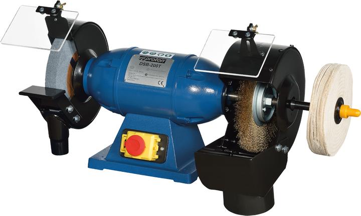 Produktbild Proton Doppelschleifmaschine DSB-200T mit Bürste, Achsenverlängerung und Polierscheibe (Doppelschleifer, 460 W)