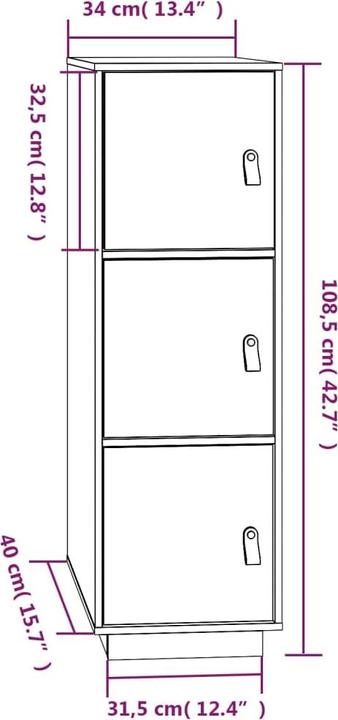 Image du produit vidaXL Highboard (34 x 34 x 108.50 cm)