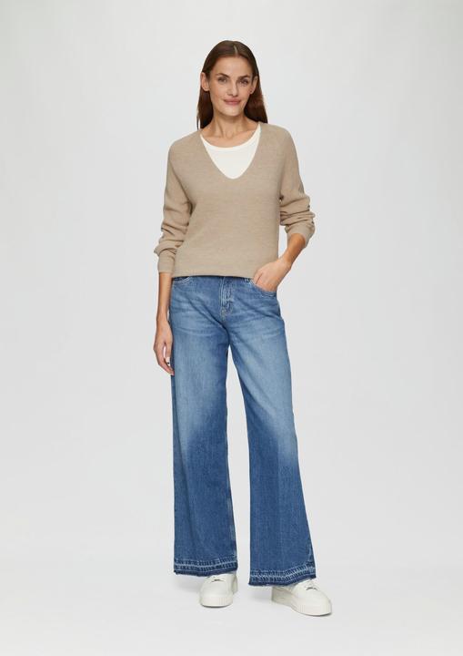 Produktbild s.Oliver Strickpullover Strickpullover mit V-Ausschnitt aus Baumwollmix (34)