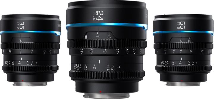 Actual product image Sirui Nightwalker 24 35+55mm T1.2 S35 MF Cine Lens Bundle E-Mount (Sony E, APS-C / DX, full size)