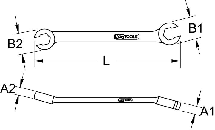 Actual product image KS Tools Open double ring spanner angled (27 mm)