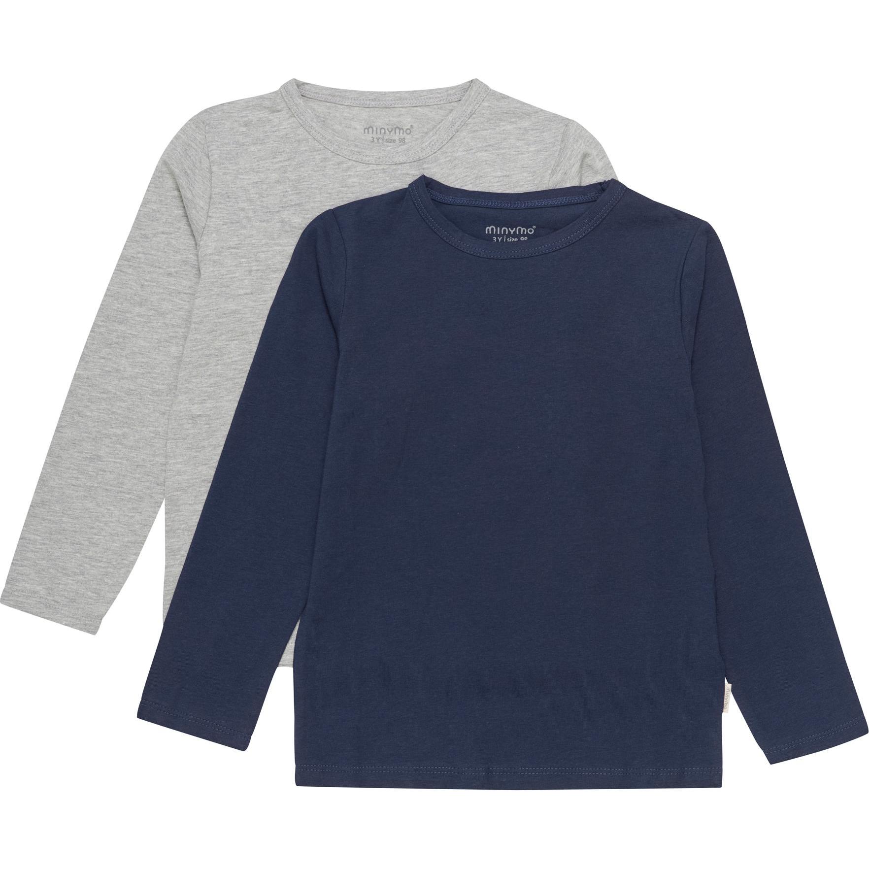 Minymo, Unisex, Shirt, Kid's Basic 34 -T-shirt L/S (2-pack), Blau, (104)