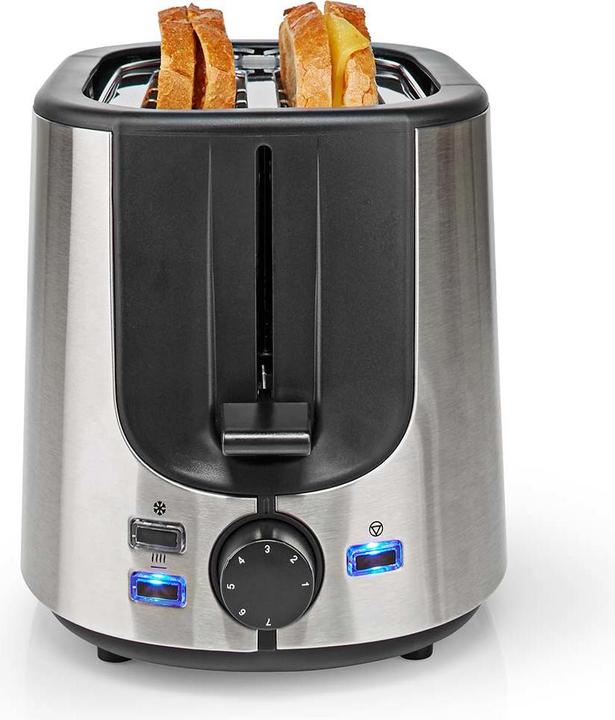Image du produit Nedis Grille-pain Série Acier inoxydable 2 fentes Niveaux de brunissage : 7 Fonction de décongélation