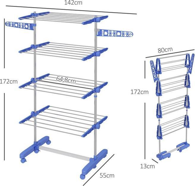 Actual product image Swisshandel24 Laundry rack with castors Tumble dryer tower, stand dryer with folding wing, laundry tower for in (0.65 m)
