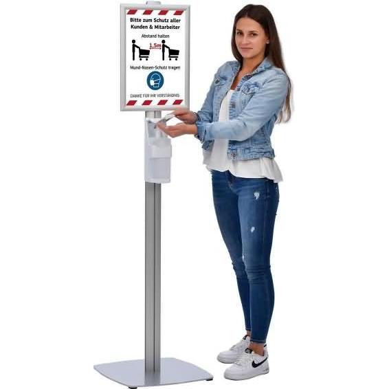 Update Displays, Desinfektionsmittelspender, Desinfektionsspender stehend BUDGET USSA0N2A02X5000 silber Stahlblech 1,0 l
