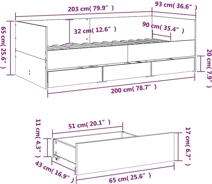 Actual product image vidaXL Tagesbett (90 x 200 cm)