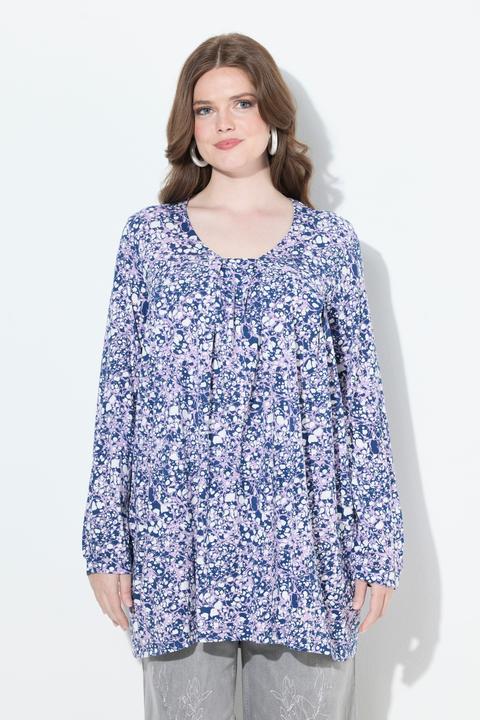 Produktbild Ulla Popken Shirt, A-Linie, Zierfalten, Carré-Ausschnitt, Langarm (42, 44)