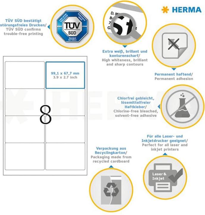 Image du produit HERMA Étiquettes universelles A4