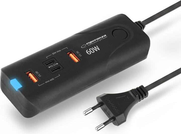 Esperanza EZC109 Netzladegerät 60W Schwarz (60 W, 4 Ports)