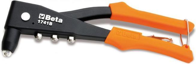 BETA 1741B Handnietzange, hochwertiges Werkstatt Zubehör (Werkzeug mit 4 auswechselbaren Mundstücken (90 mm)
