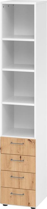 Immagine prodotto Scaffale 6OH, 4 cassetti, BS bianco/rovere nodoso