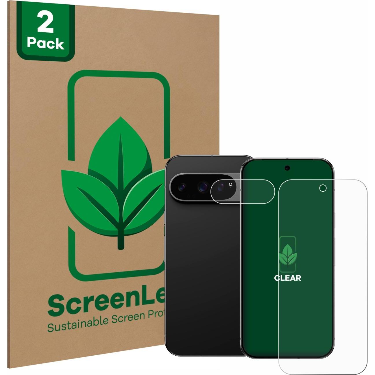 ScreenLeaf Schutzfolie nachhaltiger Displayschutz Displayschutzfolie Folie Klar Transparent (2 Stück, Google Pixel 9 Pro...