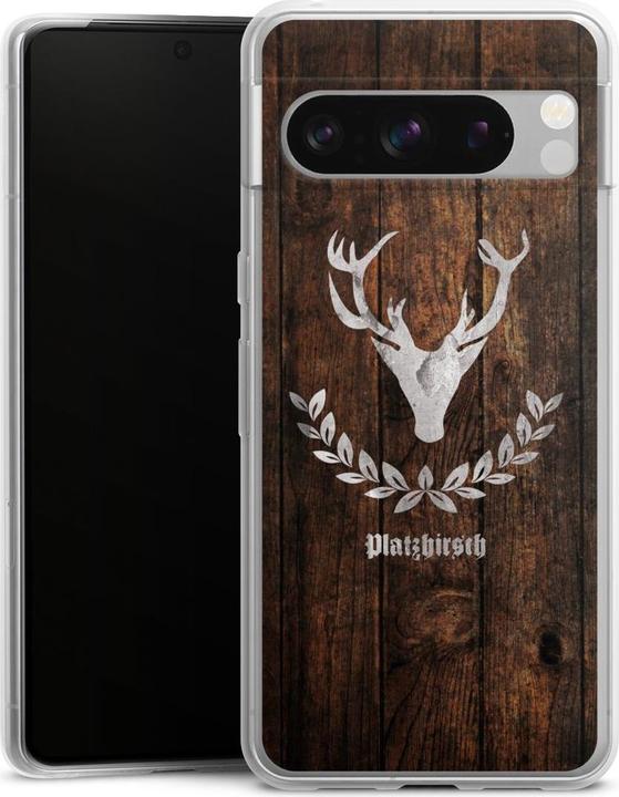 Produktbild DeinDesign Slim Case für Google Pixel 8 Pro Silikon Hülle Ultra Dünn Handyhülle Hirsch Holz Holzoptik (Google Pixel 8 Pro)
