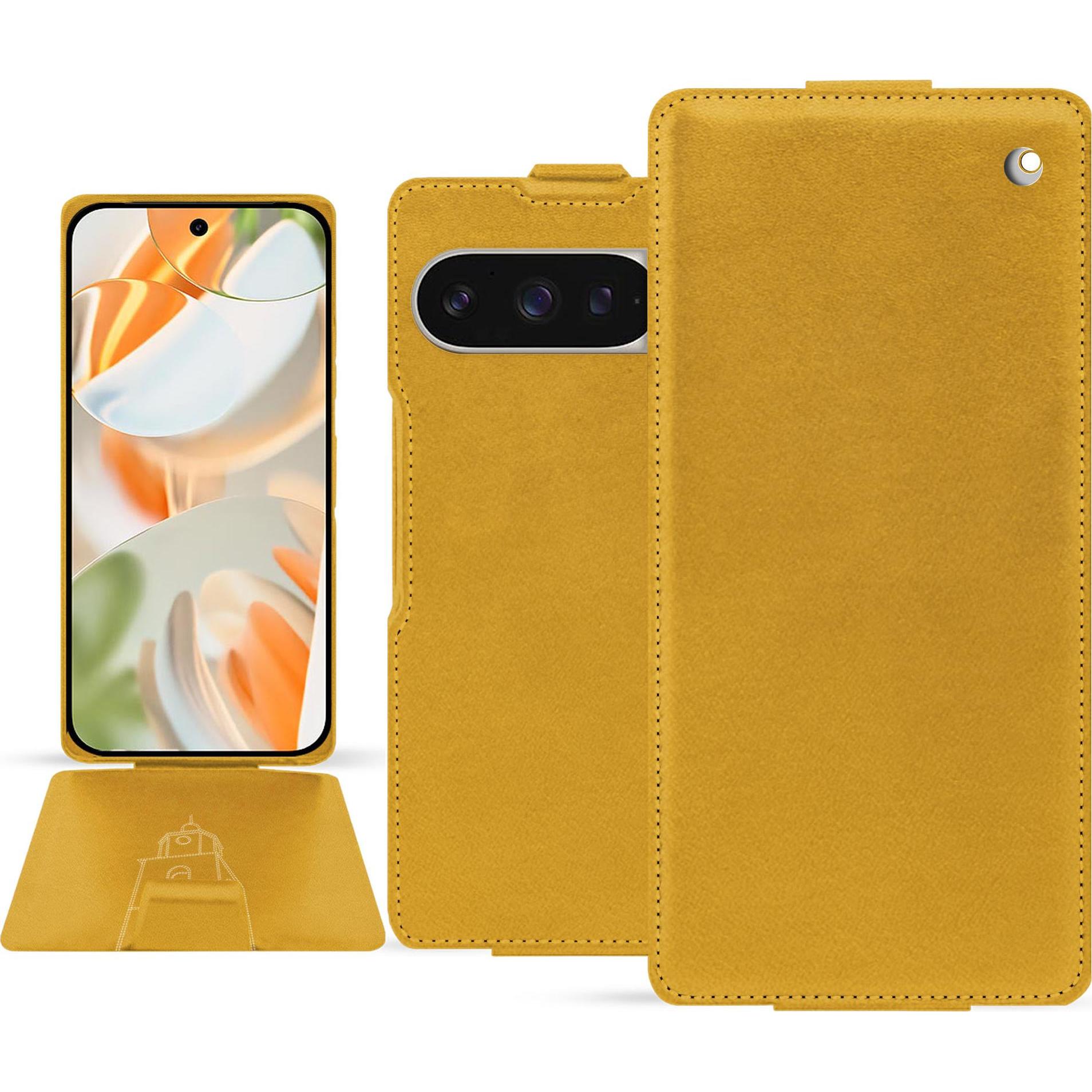 Noreve Lederschutzhülle vertikal (Google Pixel 9 Pro), Smartphone Hülle, Orange