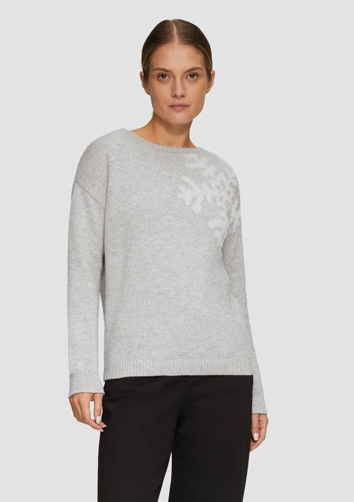 Produktbild S.Oliver Strickpullover Strickpullover mit Schneeflocken-Artwork (XL)