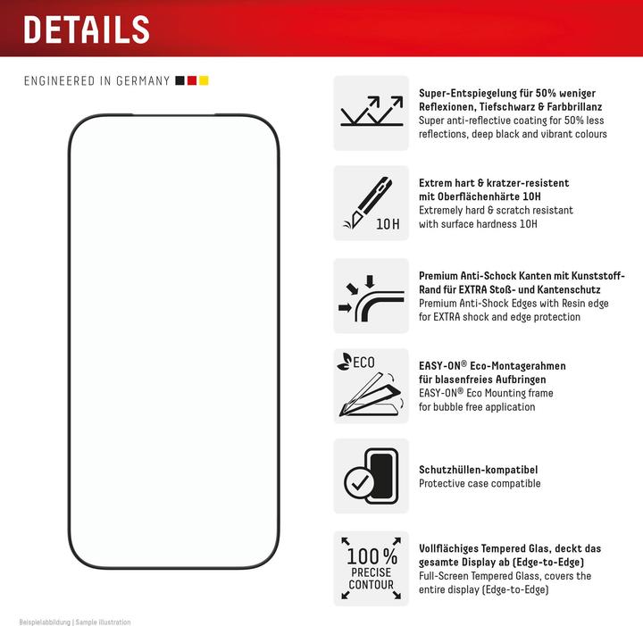 Actual product image Displex Premium Glass, Full Cover Anti-Reflex Panzerglas (1 Piece, Apple iPhone 17 Pro)