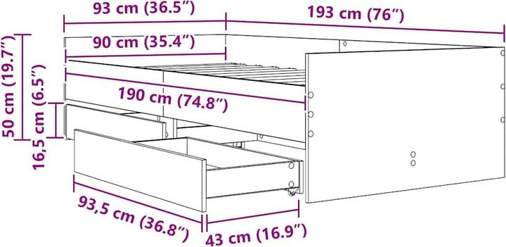 Image du produit vidaXL Bettrahmen (90 x 190 cm)