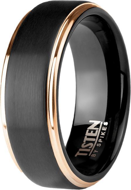 Immagine prodotto Star Piercing Anello nero opaco spazzolato a due strisce in oro rosa (67)