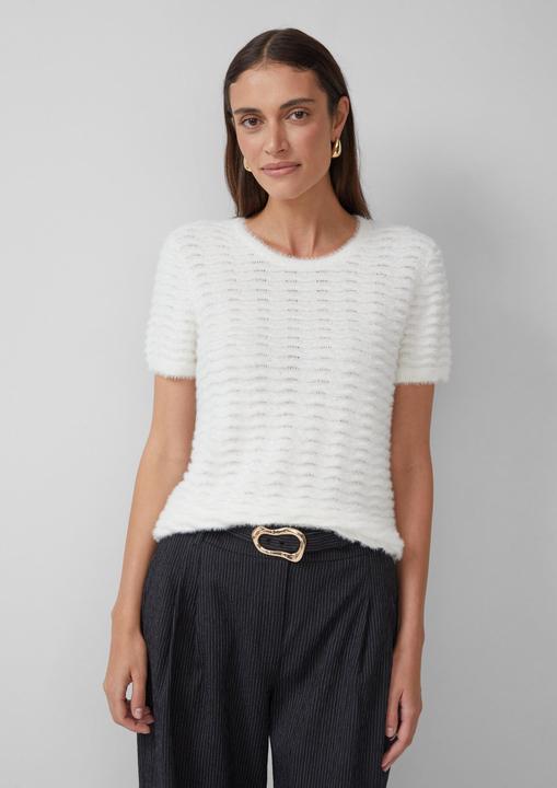 Produktbild s.Oliver Strickpullover Kuscheliger Kurzarm-Pullover mit Wellenstrickmuster und Pailletten (40)