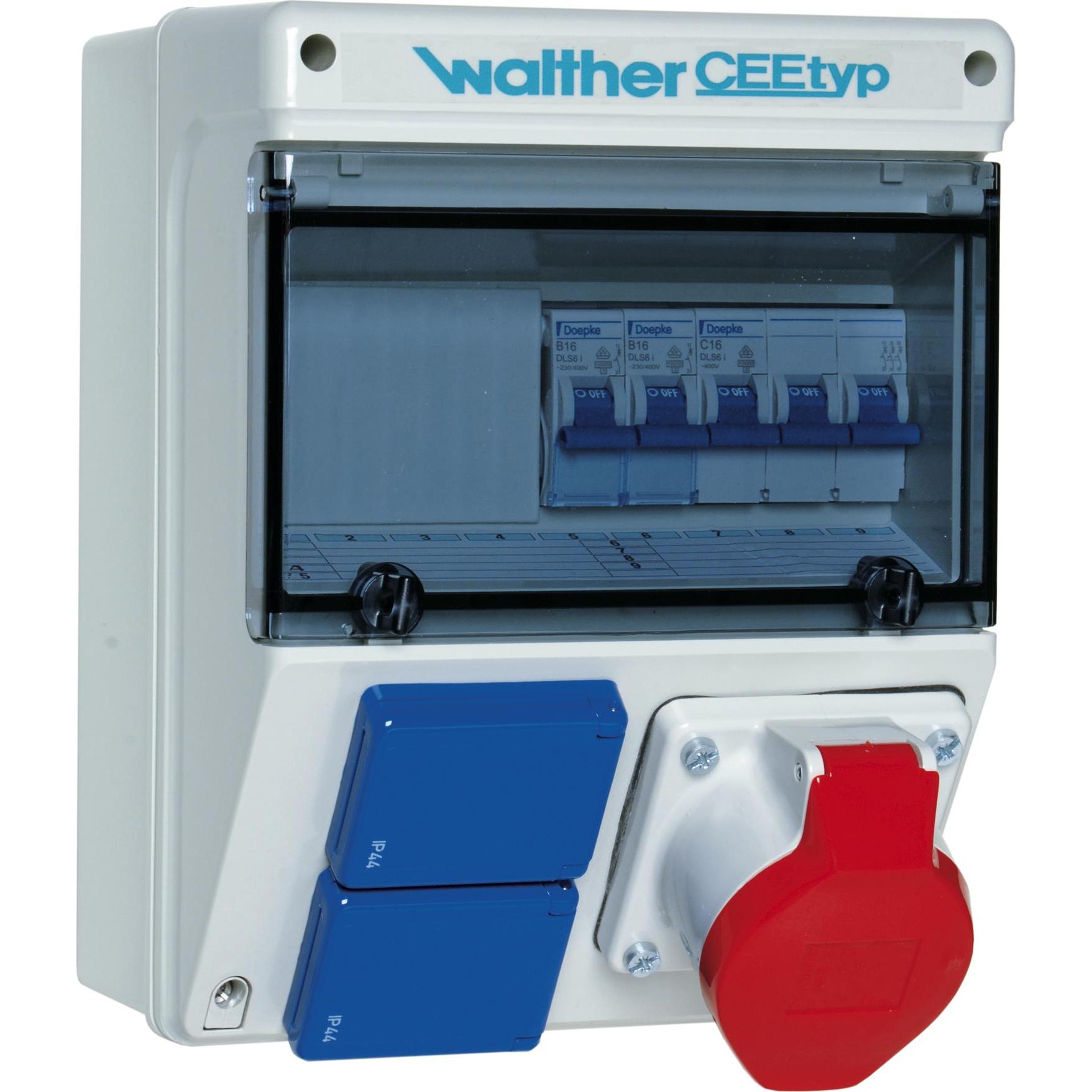 Walther Werke WAL 6920113 Steckdosen-Kombination CEEtyp, Elektronikzubehör + Gehäuse, Grau