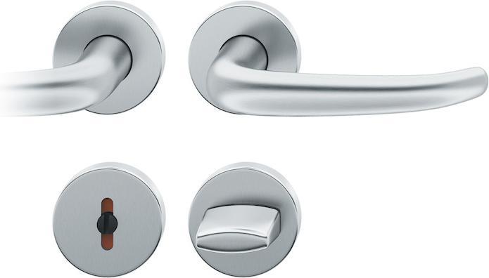 FSB Garniture à rosette 12 1023 Acier inoxydable F69 rond WC-R8 DIN gauche / droite D/D (Garniture de porte)
