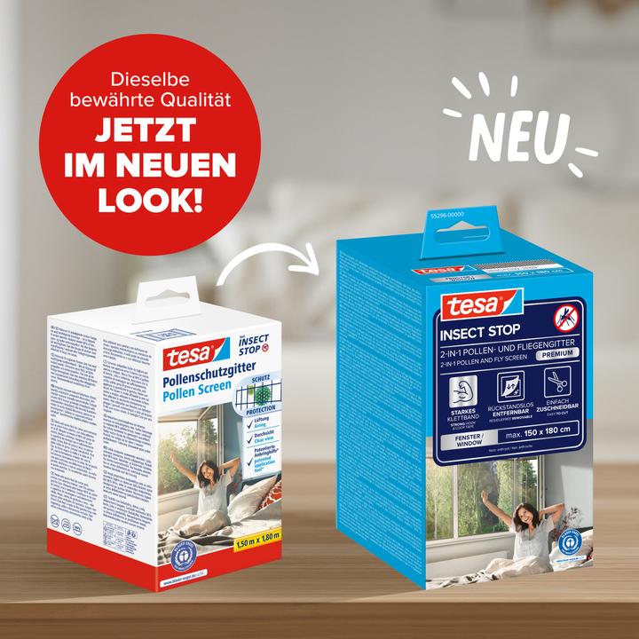 Produktbild tesa Pollenschutzgitter, für Allergiker, zuschneibar inkl. selbstklebendem Klettband (150 x 180 cm)