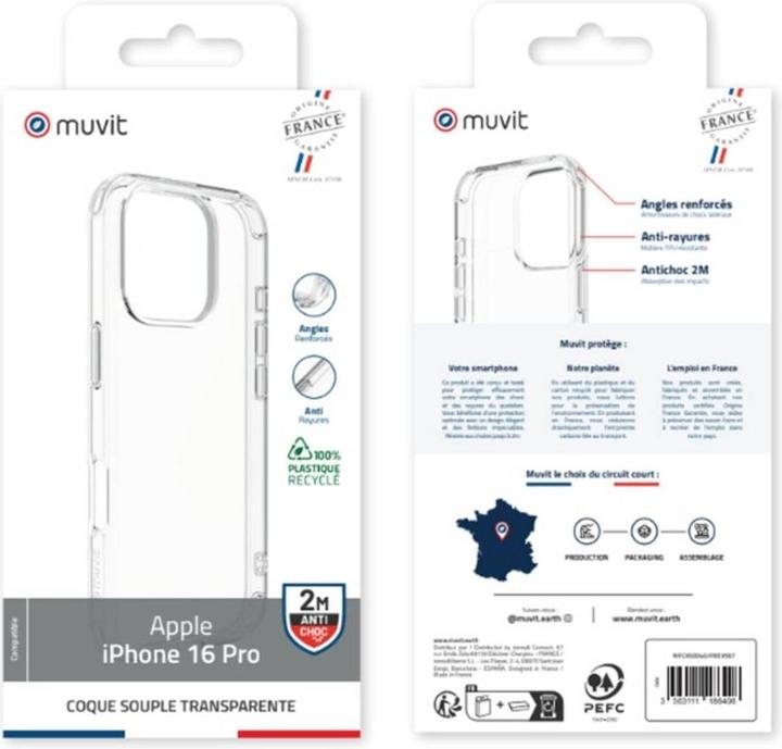 Produktbild Muvit Coque Transparente 2m Recyclee Iphone 16 Pro (Apple iPhone 16 Pro)