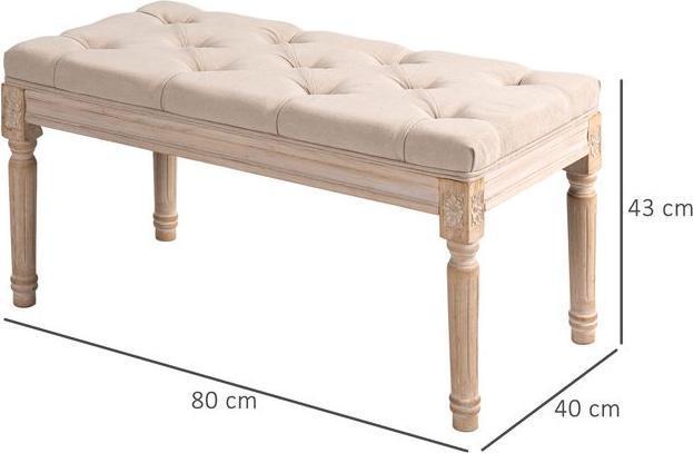 Produktbild Swisshandel24 Polsterbank Sitzbank Vintage Bettbank, Flurbank mit Knöpfen, Leinenoptik, bis 120 kg Belastbar, 80x4 (80 cm)