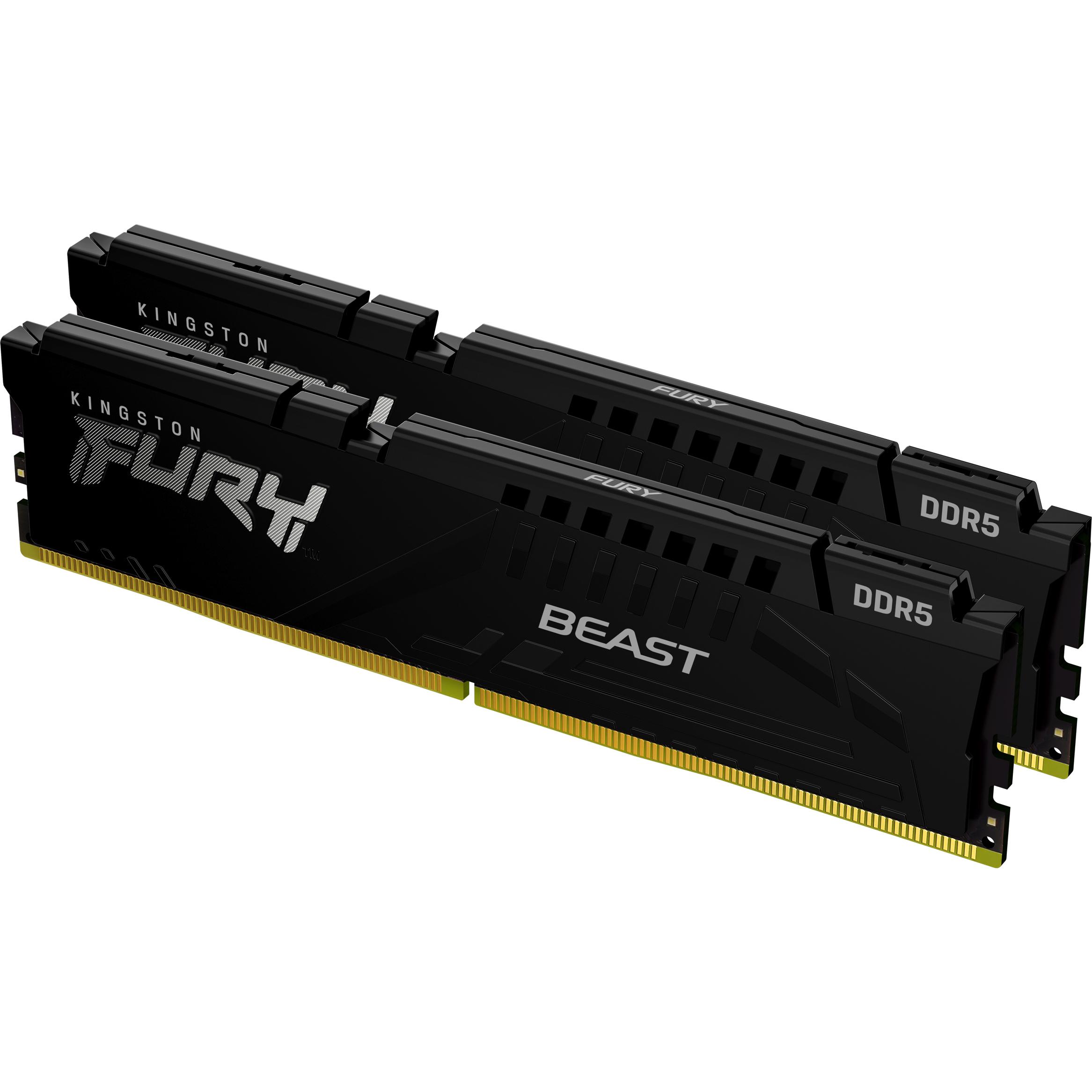 Kingston Fury Beast (2 x 8GB, 5200 MHz, DDR5-RAM, DIMM), RAM, Schwarz