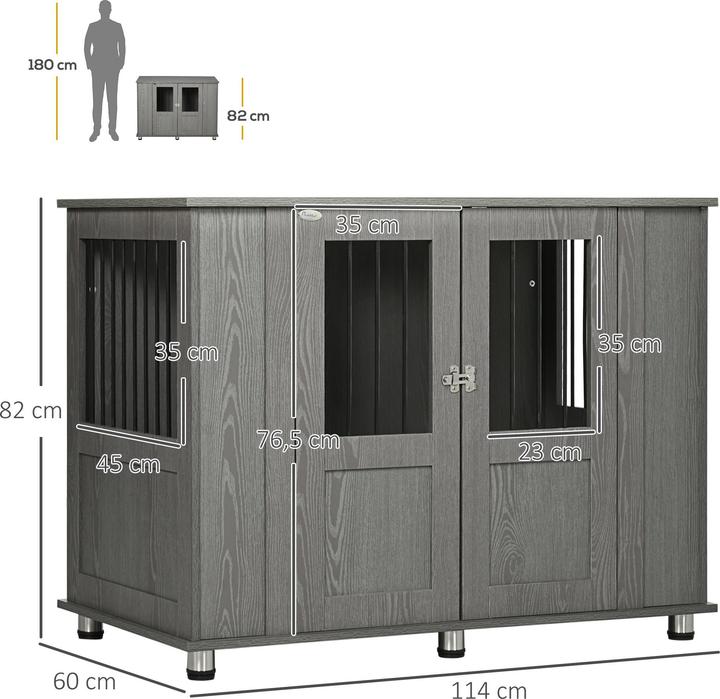 Actual product image PawHut Hundekäfig Spanplatte, Stahl Grau (Dog kennel)