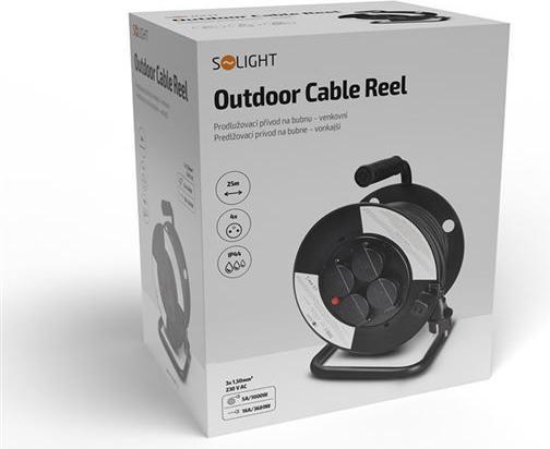 Produktbild Olight Solight predlžovací prívod na bubne, 4 zásuvky, vonkajší, 25m gumový kábel, 3x 1,5mm2, IP44 (25 m, 1.50 mm²)