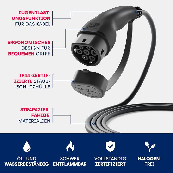 Produktbild Ratio Electric E-line 11kW Typ 2 Ladekabel 2m (Typ 2, 11 kW, 16 A, 2 m)