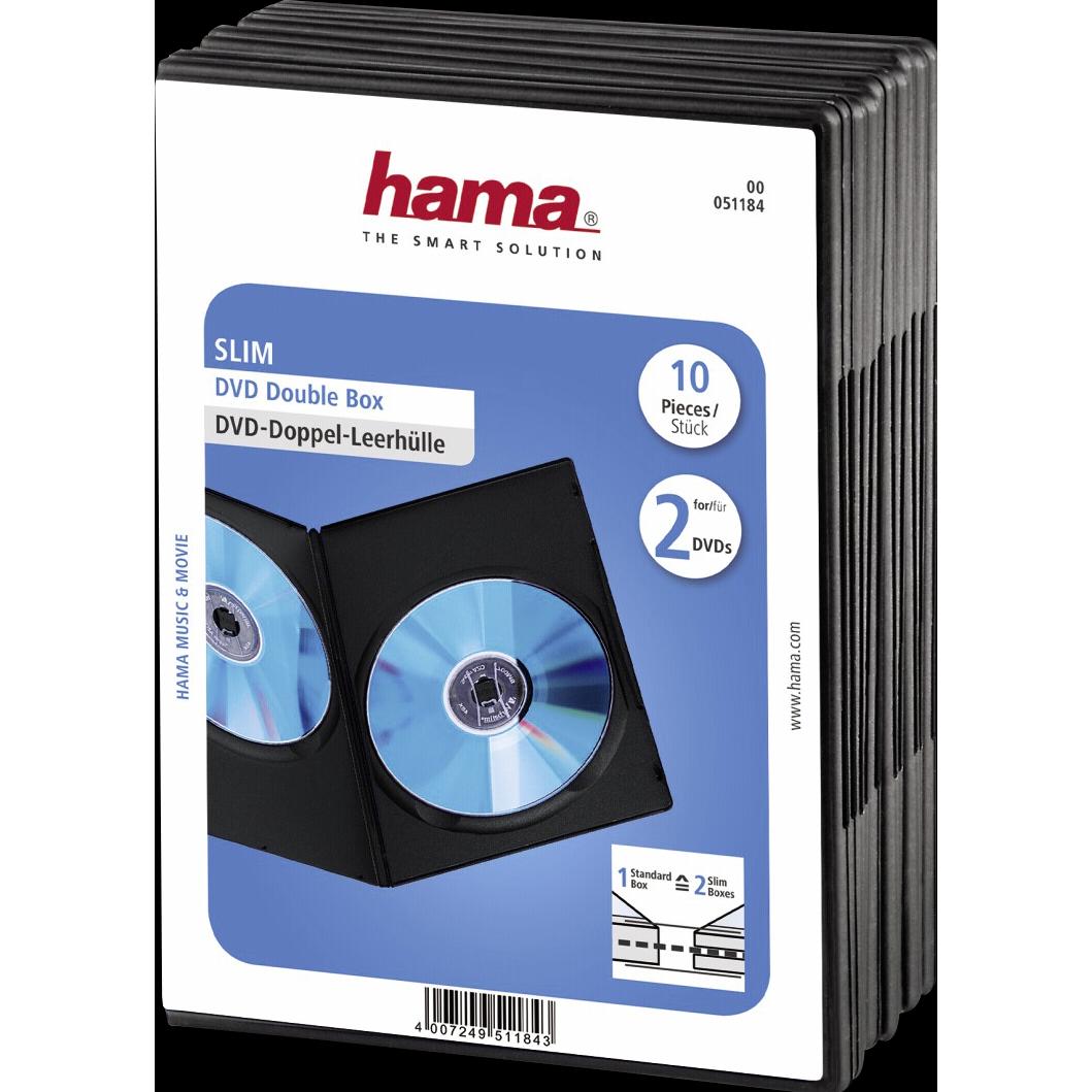 Hama 1x10 DVD-Doppel-Leerhülle Slim 75% Platzsparnis, Optische Medien Zubehör