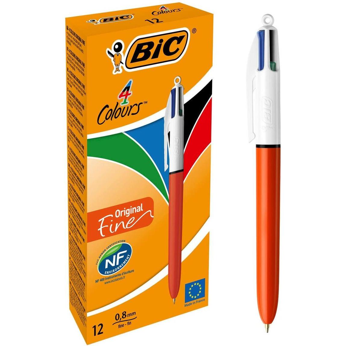 Bic, Schreibstifte, Ballpoint pens 4 COLOURS FINE BOX12 BCL EU, 12 pcs 233843 (12 x)