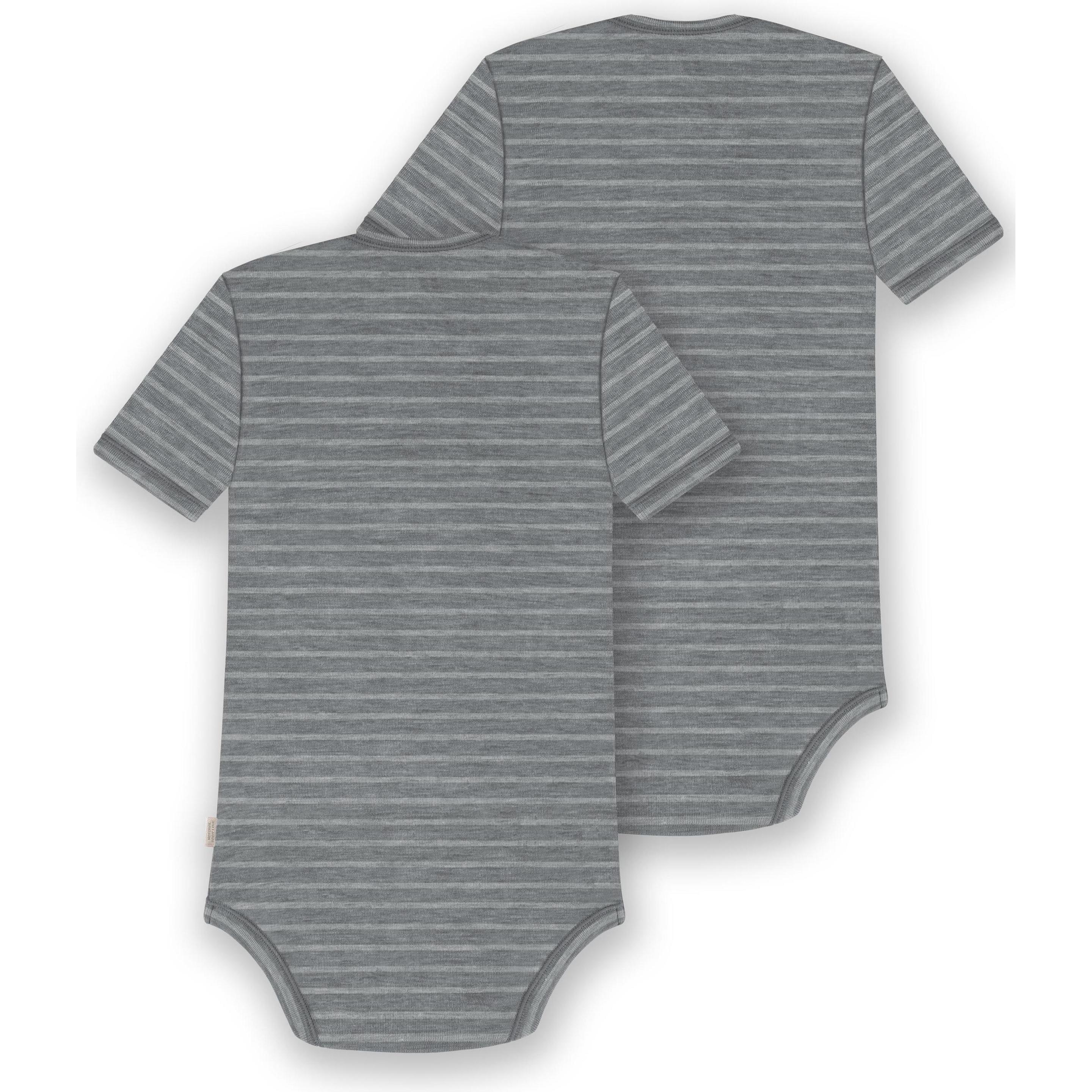 Thumbnail - Normani, Herren, Body, 2er Set Baby Merino Body Kurzarm „Tauranga" - 9289, Grau, (92)