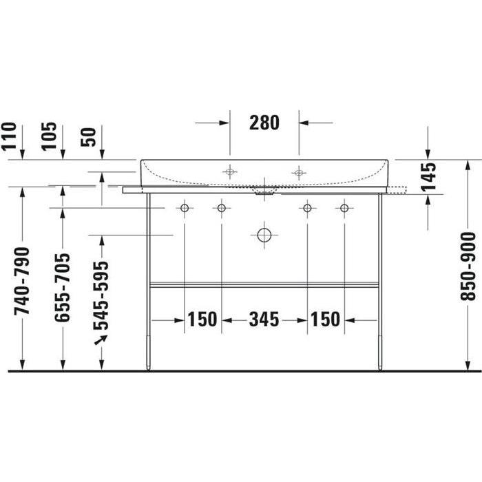 Thumbnail - Duravit, Waschbecken, Waschtisch DURASQUARE o ÜL m HLB geschli 1000x470mm 1 HL we WG (470 mm, 1000 mm)