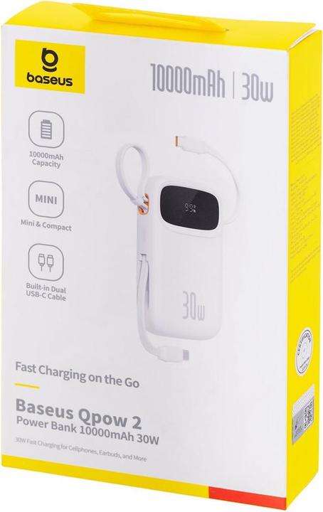 Actual product image Baseus QPow 2 10000mAh 30W powerbank (white) (10000 mAh, 30 W, 37 Wh)