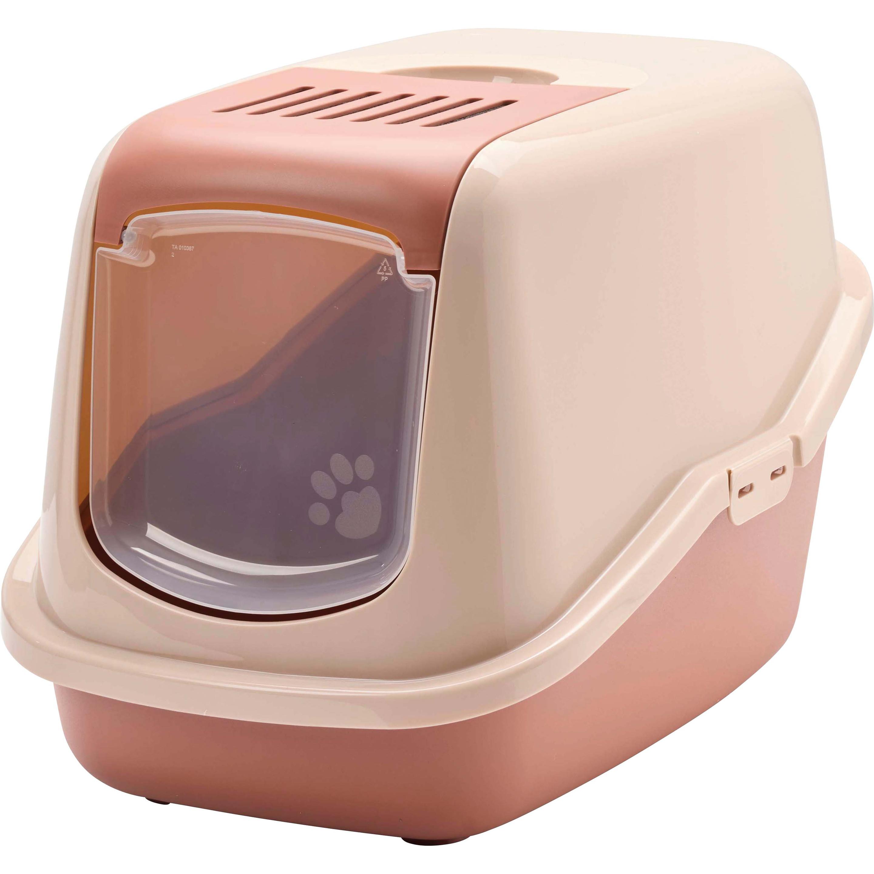Comparer les prix de Maison de toilette Savic Nestor pour chat - maison rose champagne / rouge toscane + 2 filtres de rechange + 6 sacs Bag it up