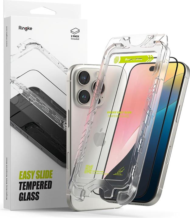 Image du produit Ringke Protecteur d'écran pour iPhone 16 Pro EASY SLIDE TEMPERED GLASS 2 pack, w installation Jig (2 pièce(s), Apple iPhone 16 Pro)