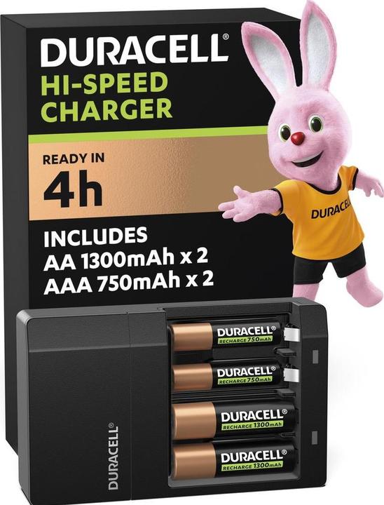 Produktbild Duracell Hi-Speed Value Charger inkl. 2x AA und 2x AAA (4 Stk., AA, AAA, 1300 mAh, Ladegerät inkl. Akku)