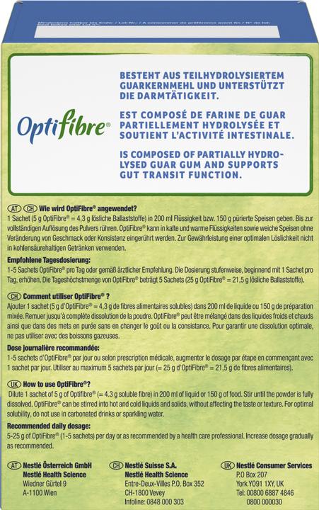 Nährwerte und Zutaten Optifibre Pulver 16 Beutel (16 Stück, Pulver, Granulat, 80 g)