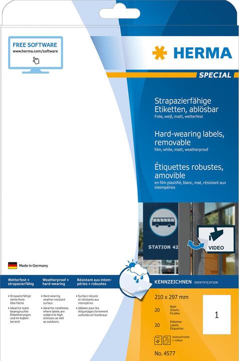 Actual product image HERMA Weatherproof labels A4 removable