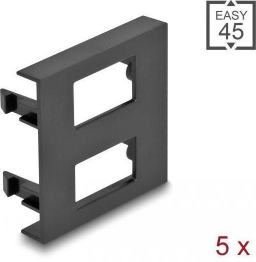 Immagine prodotto Delock Copertura del modulo Easy 45 2 x ritaglio rettangolare 12,5 x 21,5 mm, 45 x 45 mm 5 pezzi nero