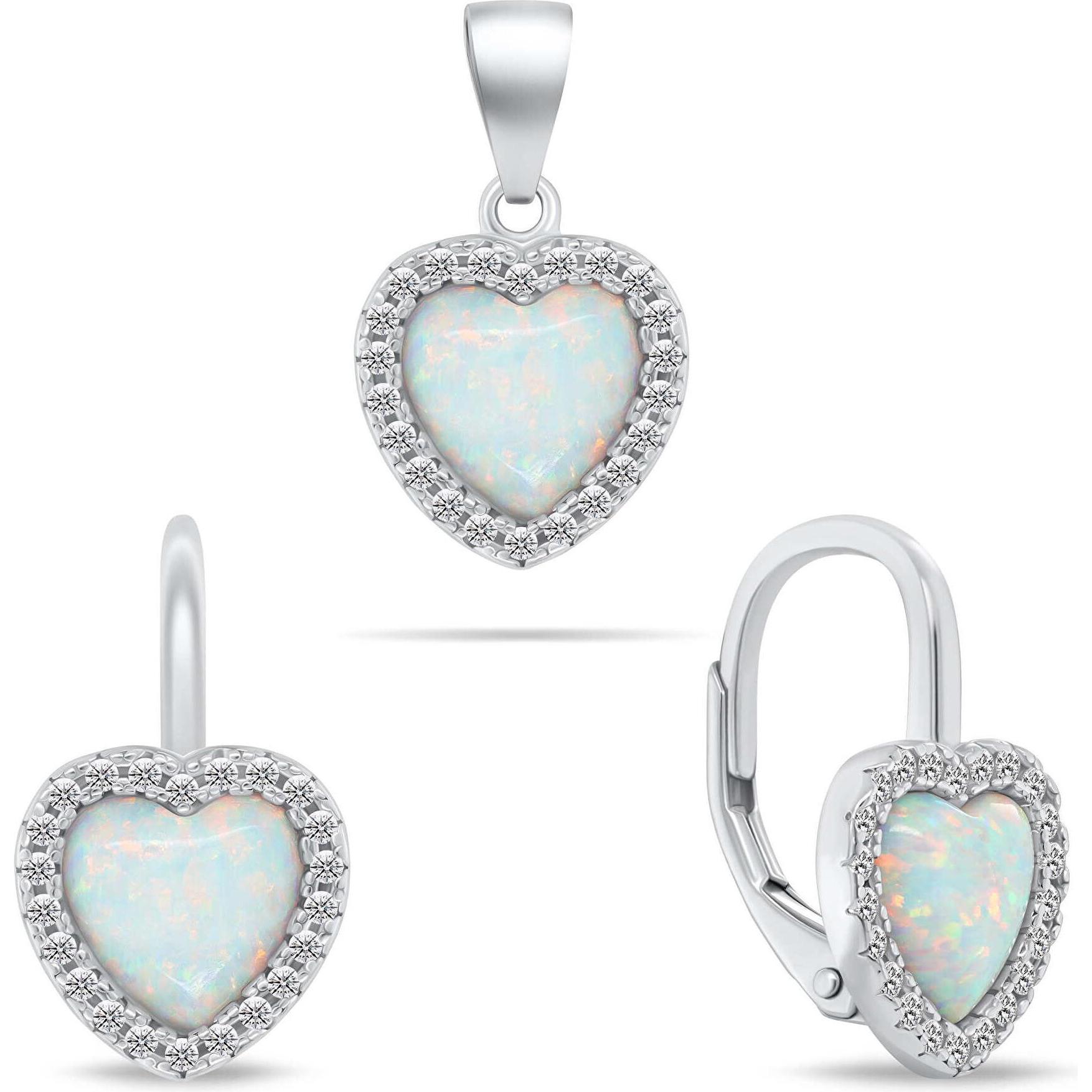 Brilio, Orecchini, Edles Silberset mit Opalen SET299W (Ohrringe, Anhänger)